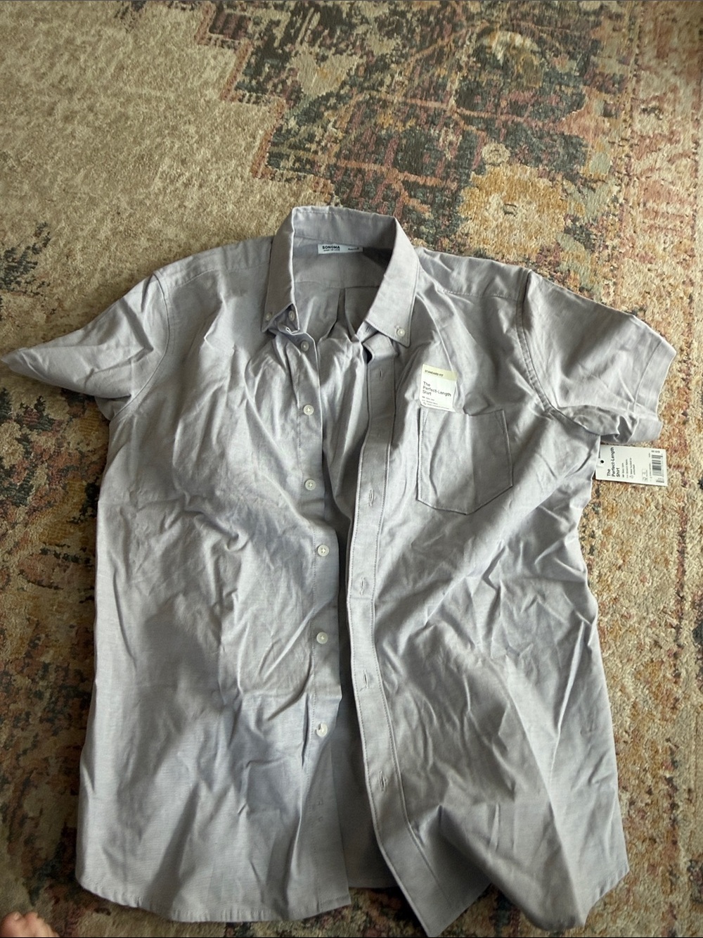 Sonoma Light Gray Short-Sleeve Button-Down Shirt